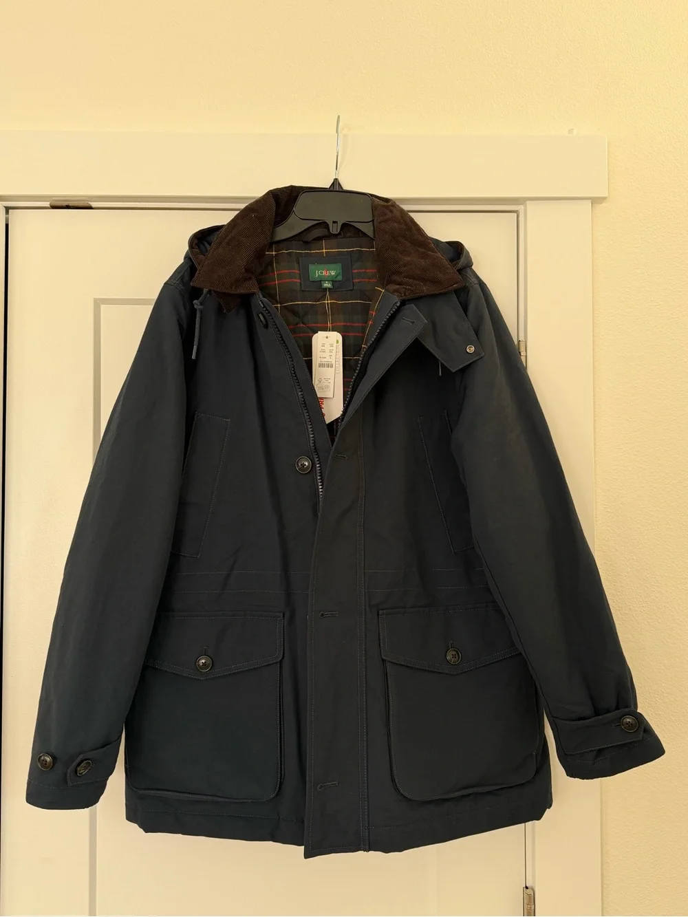 J.Crew Country jacket/coat with removable hood and PrimaLoft